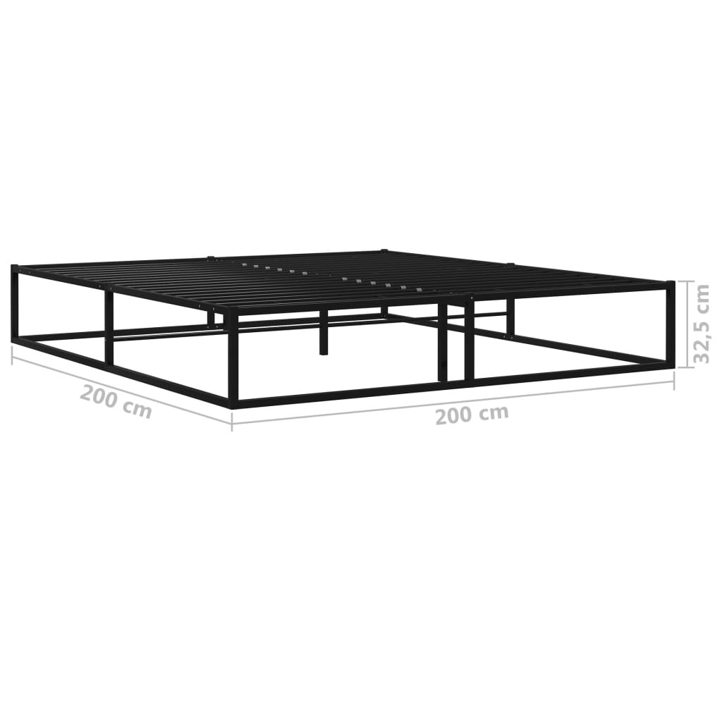 Bed Frame Black Metal 200x200 cm